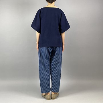 【備後絣】KIMONOスリーブ　楊柳　藍染め　濃紺の画像