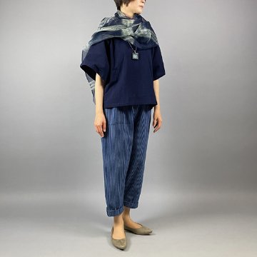 【備後絣】KIMONOスリーブ　楊柳　藍染め　濃紺の画像