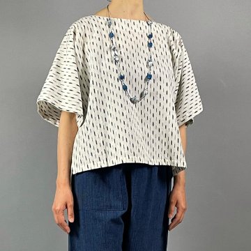 【備後絣】KIMONOスリーブ　楊柳　藍染め　白絣No.６の画像