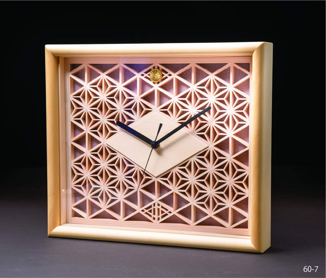 組子 時計 壁掛け時計 組子時計 2 壁掛け時計 角麻の葉