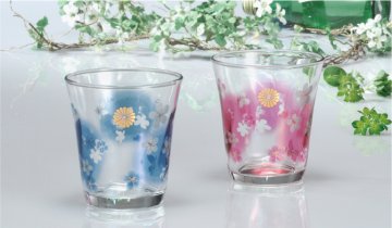 フリーカップ・花明り（赤・青セット）（菊紋入り）の画像