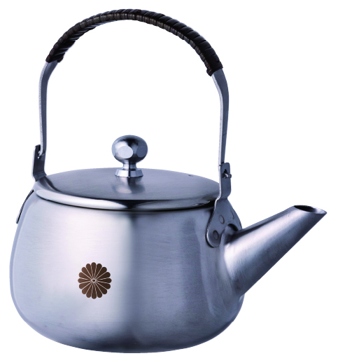 ステンレス急須・茶筒（菊紋入り）の画像