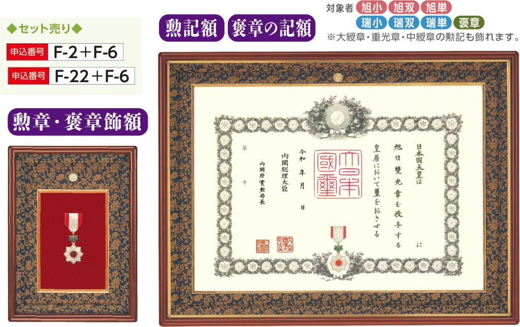 額/勲章額｜東京叙勲-叙勲・褒章の菊紋入り記念品販売