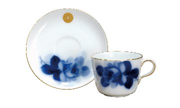 大倉陶園  ブルーローズ コーヒーカップ&ソーサー1客（菊紋焼き入れ）の画像