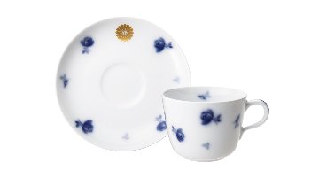 大倉陶園  ミニブルーローズ モーニングカップ&ソーサ—１客（菊紋焼き入れ）の画像