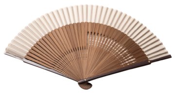 伊場仙 細工彫絹扇子（ベージュ）（菊紋入り）の画像