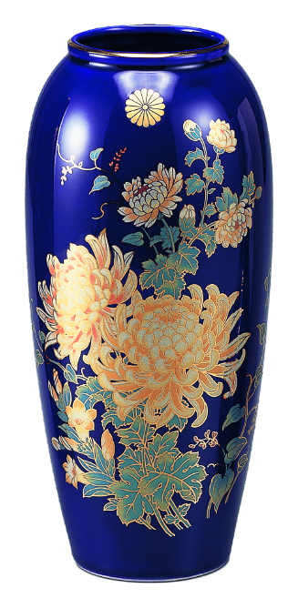 美濃焼花瓶・菊（菊紋入り）の画像
