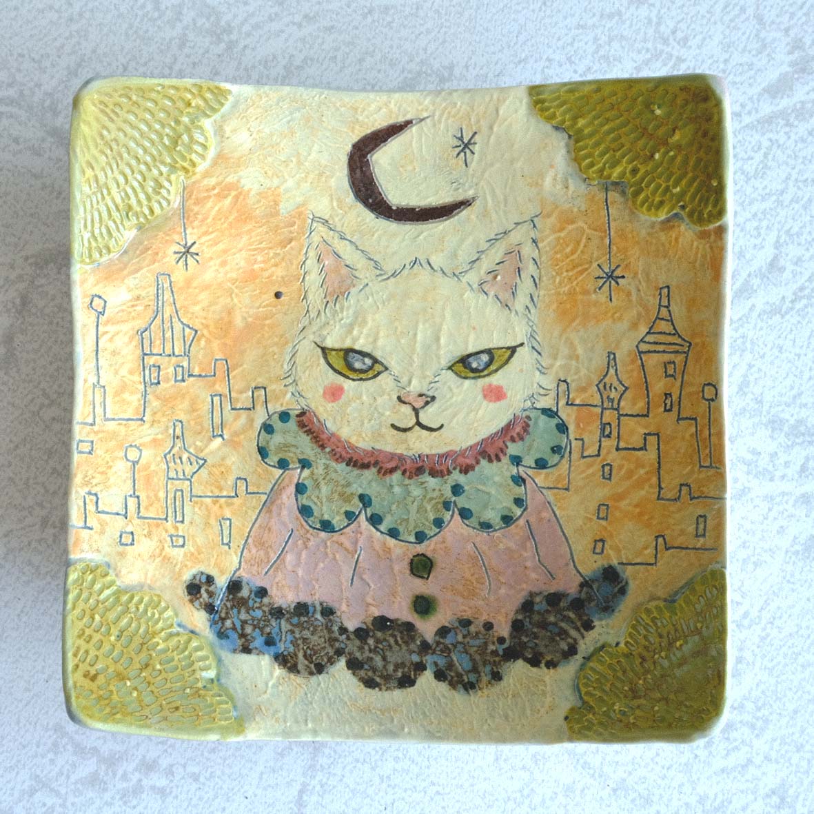 古美術品◼️お茶室よりステキな雰囲気の菓子皿が出てきました、茶道具、備前焼、角皿 古美術品◼️お茶室よりステキな雰囲気の菓子皿が出てき