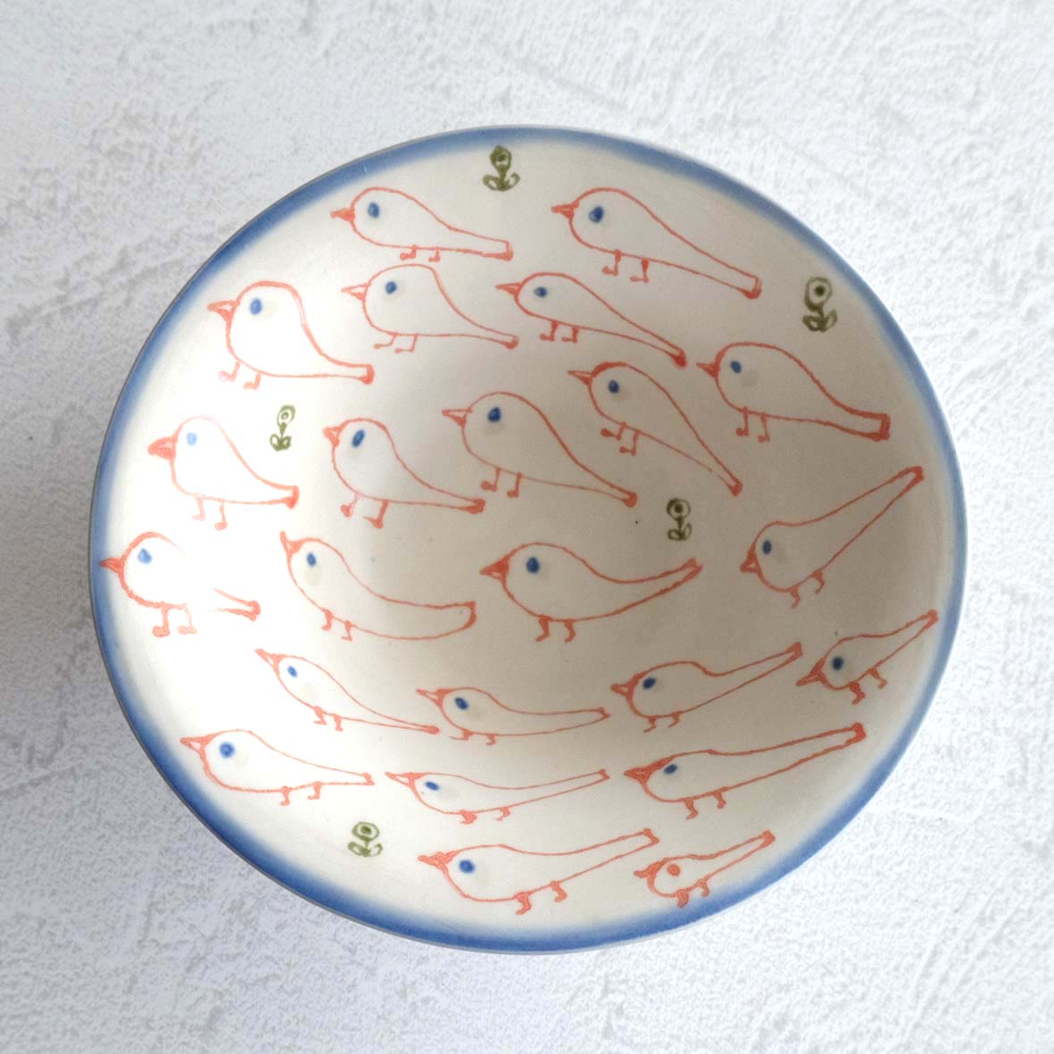 赤いとり・ｻﾗﾀﾞのお皿Lの画像