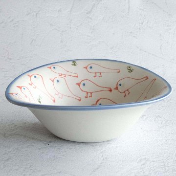 赤いとり・ｻﾗﾀﾞのお皿Lの画像