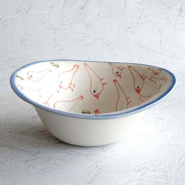 赤いとり・ｻﾗﾀﾞのお皿Lの画像