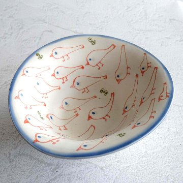 赤いとり・ｻﾗﾀﾞのお皿Lの画像