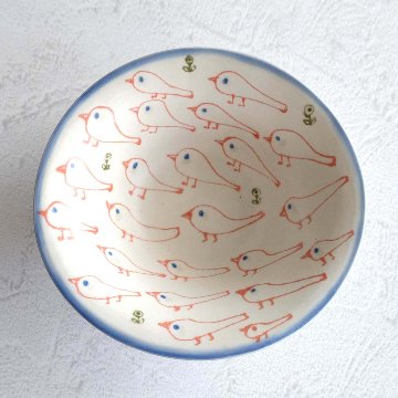 赤いとり・ｻﾗﾀﾞのお皿Lの画像