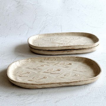 鳥・花模様長四角皿の画像