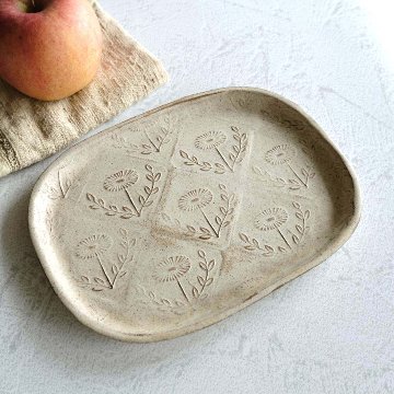 鳥・花模様長四角皿の画像