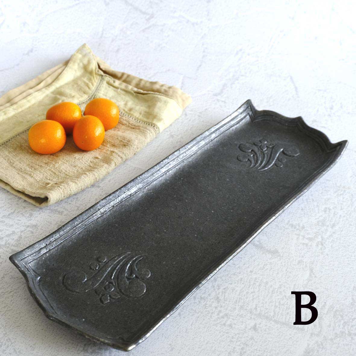 星花文長方皿の画像