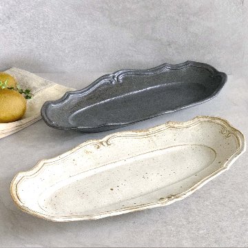 線文フリル楕円皿の画像