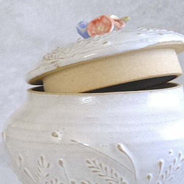 小鳥とお花の壷の画像