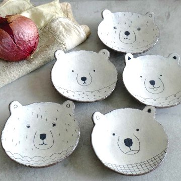 くま小皿（赤土）の画像