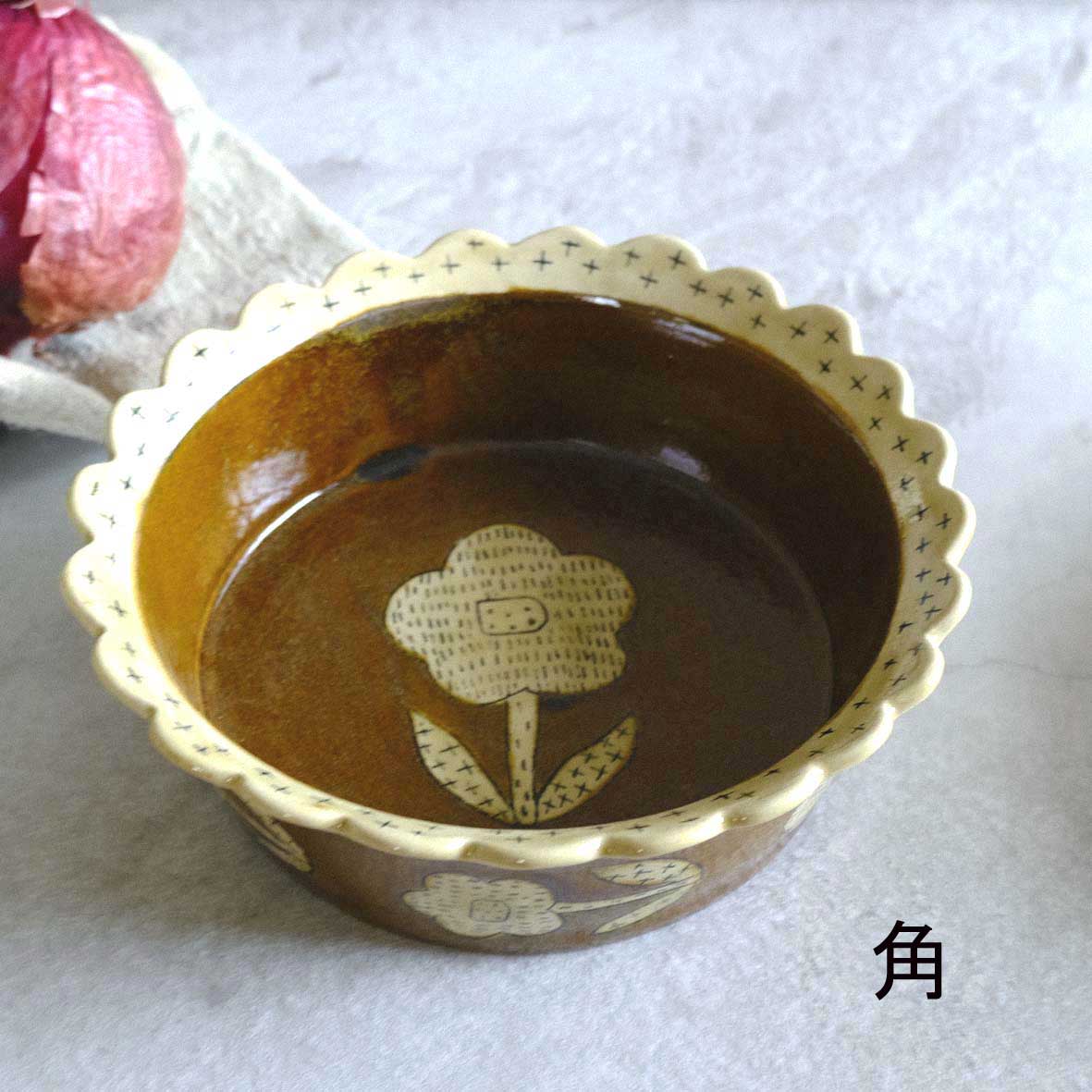 あめ釉フリル鉢の画像