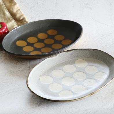 ドット楕円皿の画像