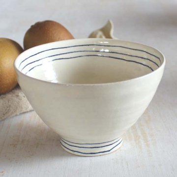 粉引めし茶碗（ボーダー）画像