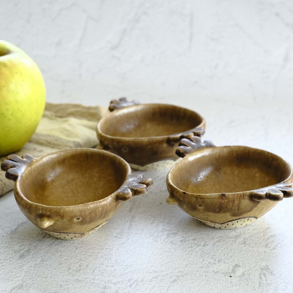 とり型豆鉢（茶）の画像