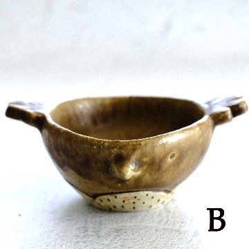 とり型豆鉢（茶）の画像