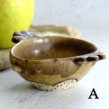 とり型豆鉢（茶）画像