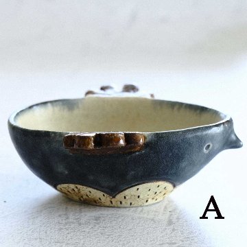とり型豆鉢（青）の画像
