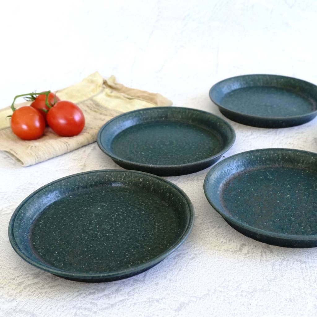 5寸ﾌﾗｯﾄ皿(錆緑)の画像