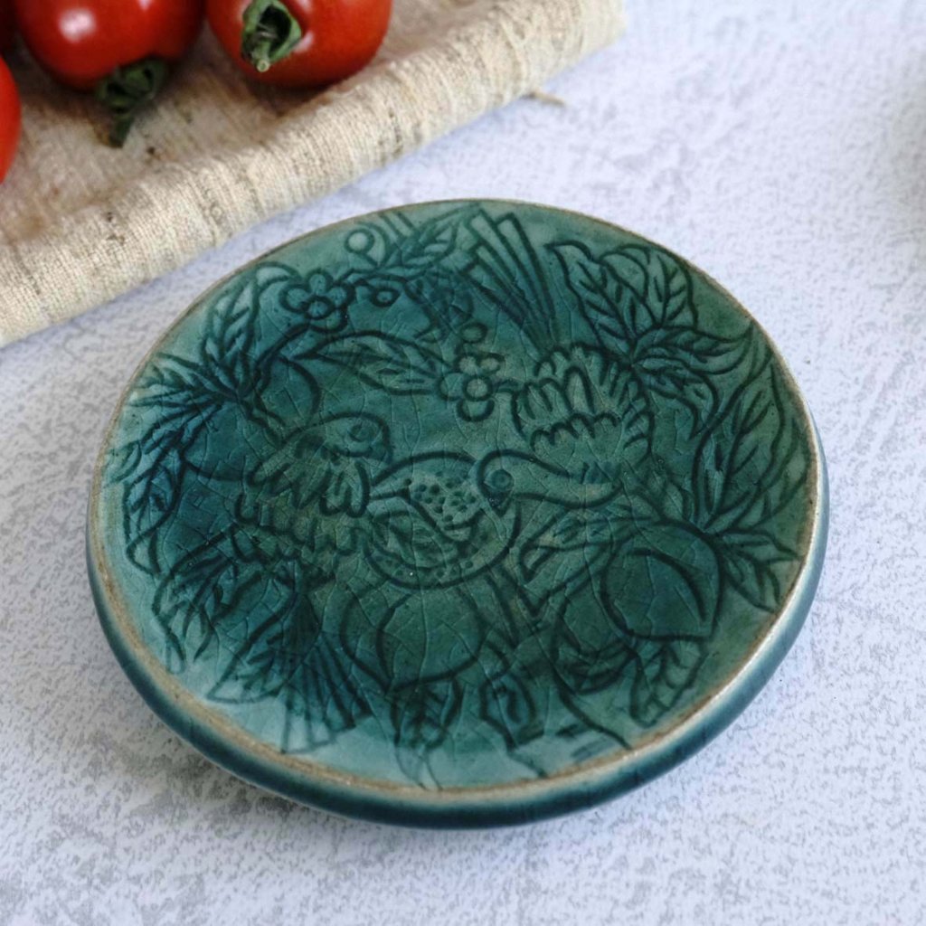 翠玉硝子陶彫小皿の画像