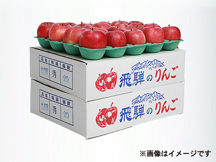 🍎おまかせ飛騨産りんご（樹上で完熟した品種）　一段大箱　(二箱一梱包)の画像
