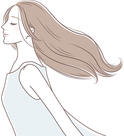 女性が髪をなびかせているイラスト