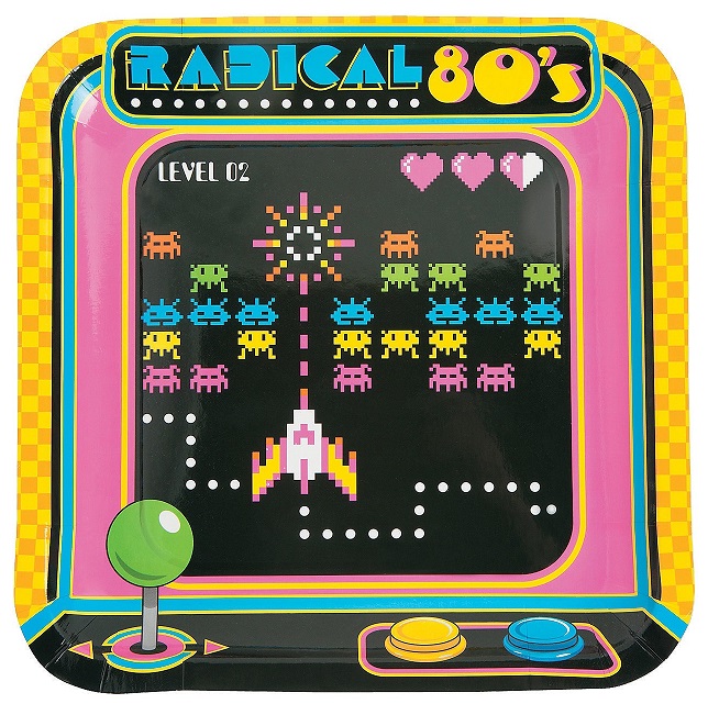 80年代レトロゲーム系　スクエア紙皿 8枚入の画像