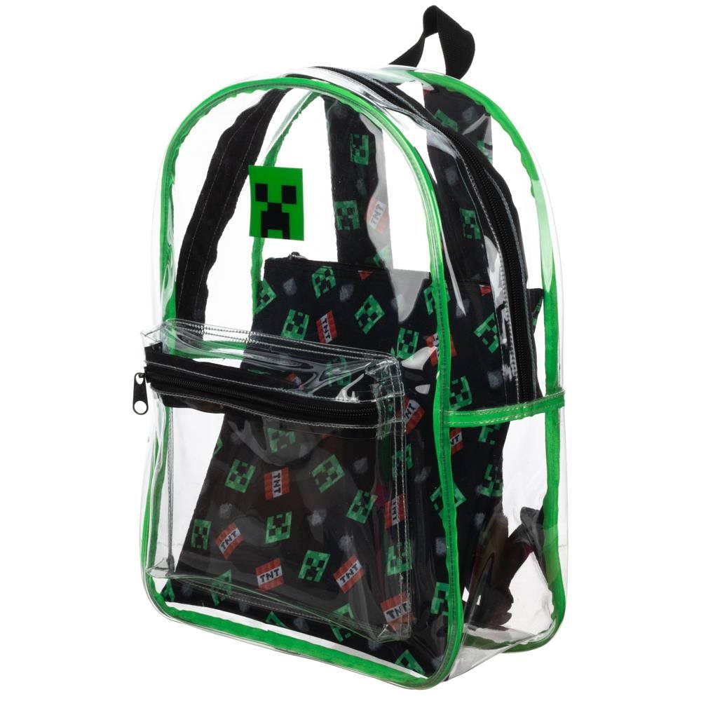 Minecraft Creeper Clear Backpack with Removable Pouch画像