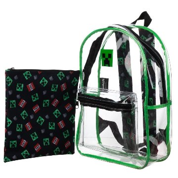 Minecraft Creeper Clear Backpack with Removable Pouch画像