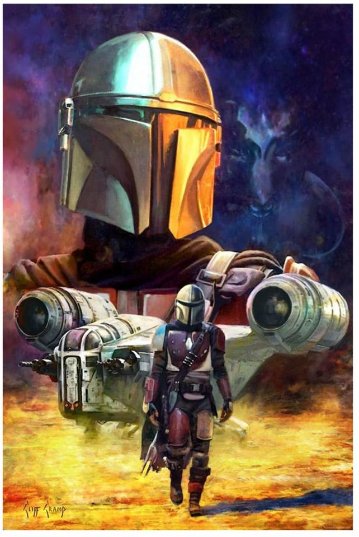 Star Wars: The Mandalorian Hunter and Prey by Cliff Cramp Lithograph Art Print画像