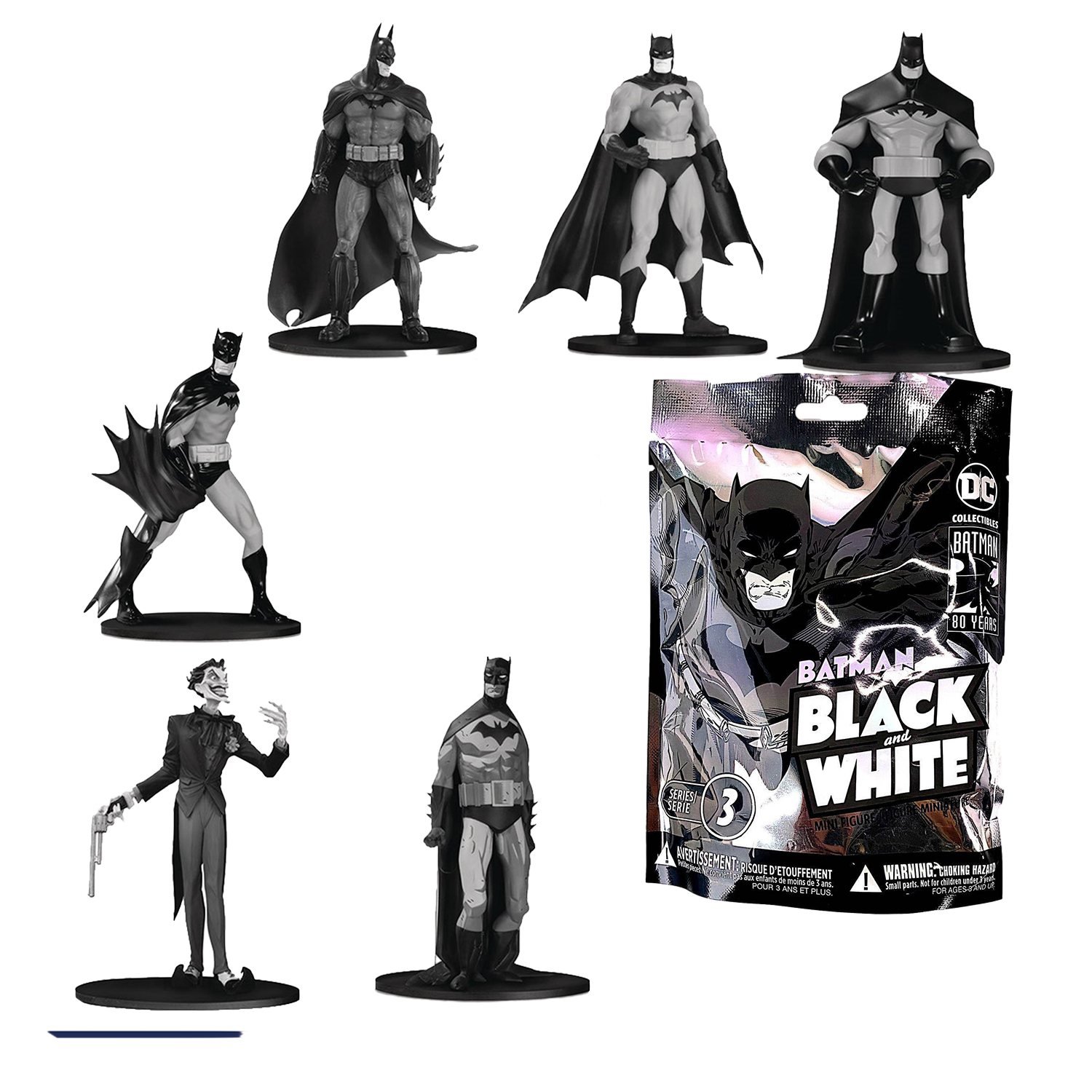 DC Collectible Batman 80 years anniv Batman Black and White 4-Inch Mini Figure series 3画像