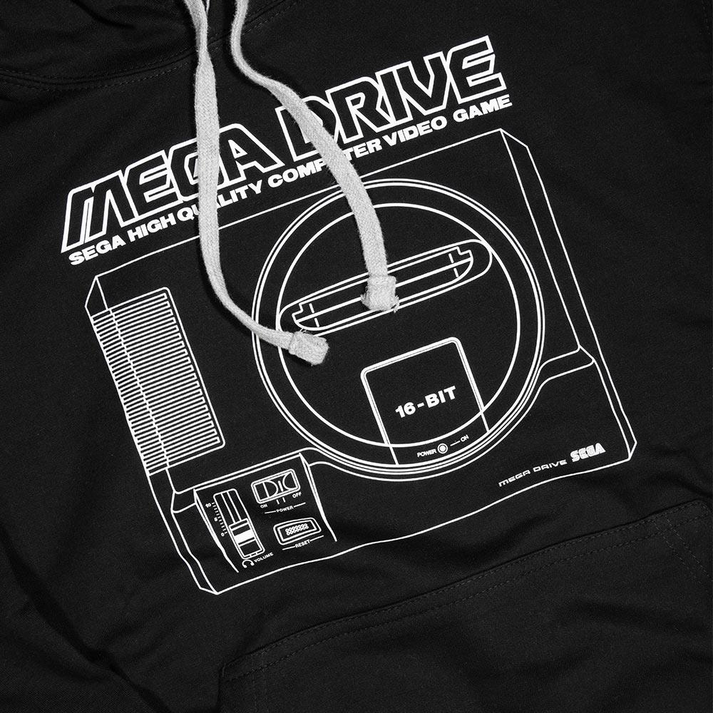 Mega Drive 'Logo and Console' Black and Gray Hoodie (Unisex)画像