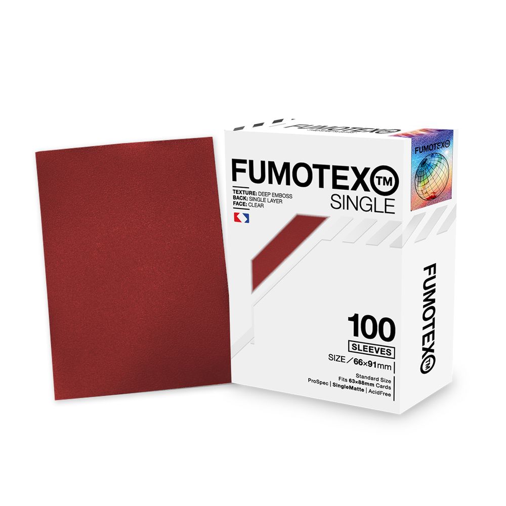 FUMOTEX SINGLE SLEEVE シングルスリーブ レッドルビー 100枚 66x91 エンボス マット ポケカOKの画像