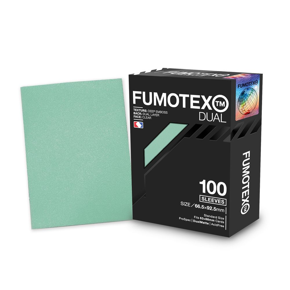 FUMOTEX DUAL SLEEVE デュアルスリーブ グリーンミント 100枚 66.5x92.5 エンボス マット 裏面黒 ポケカOKの画像