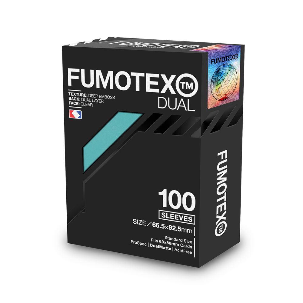 FUMOTEX DUAL SLEEVE デュアルスリーブ ブルーミント 100枚 66.5x92.5 エンボス マット 裏面黒 ポケカOKの画像