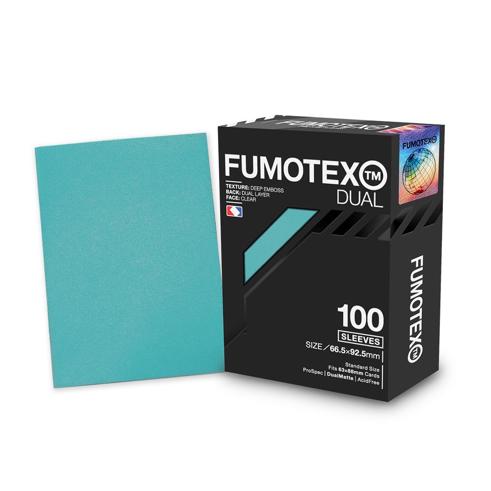FUMOTEX DUAL SLEEVE デュアルスリーブ ブルーミント 100枚 66.5x92.5 エンボス マット 裏面黒 ポケカOKの画像