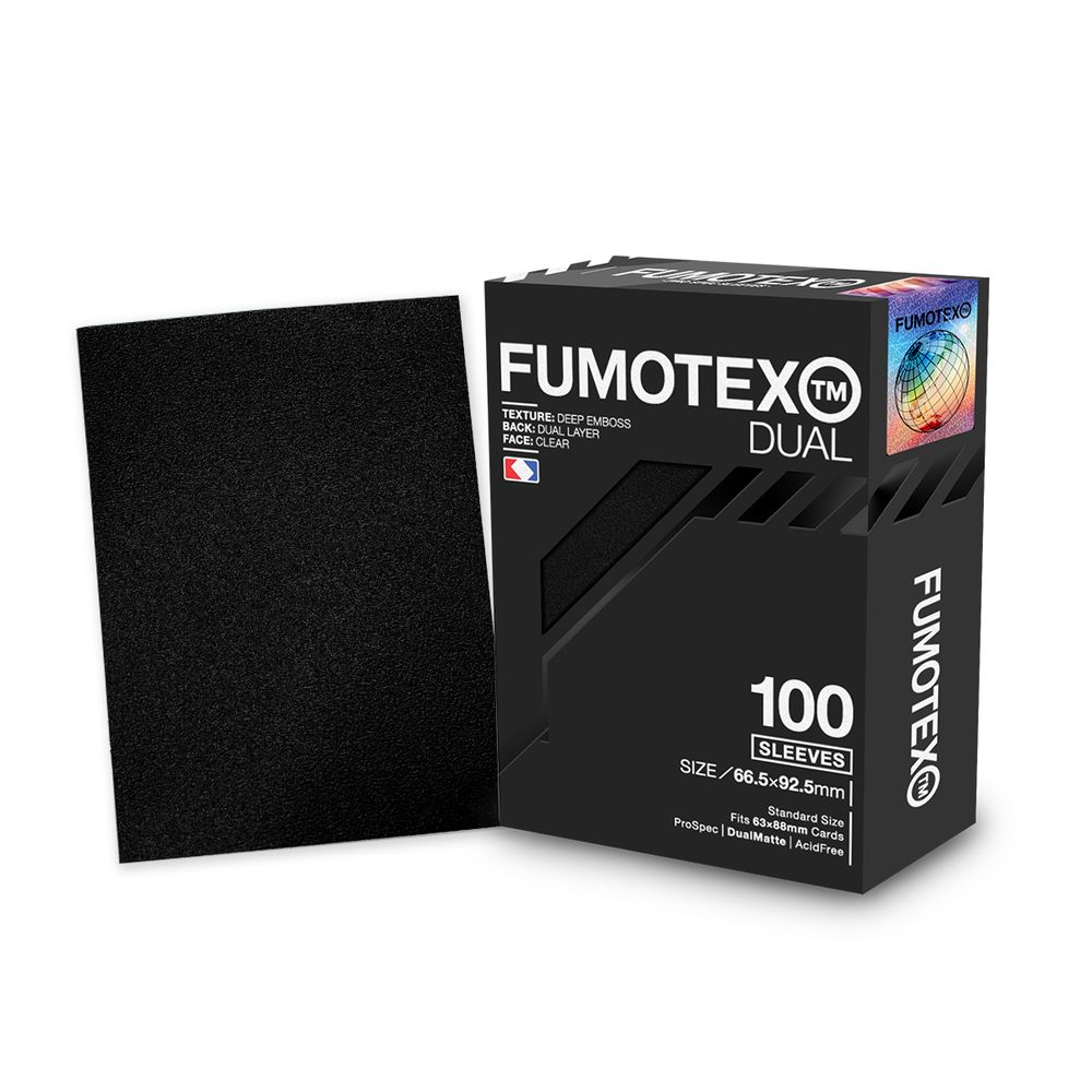 FUMOTEX DUAL SLEEVE デュアルスリーブ ブラックエボニー 100枚 66.5x92.5 エンボス マット 裏面黒 ポケカOKの画像