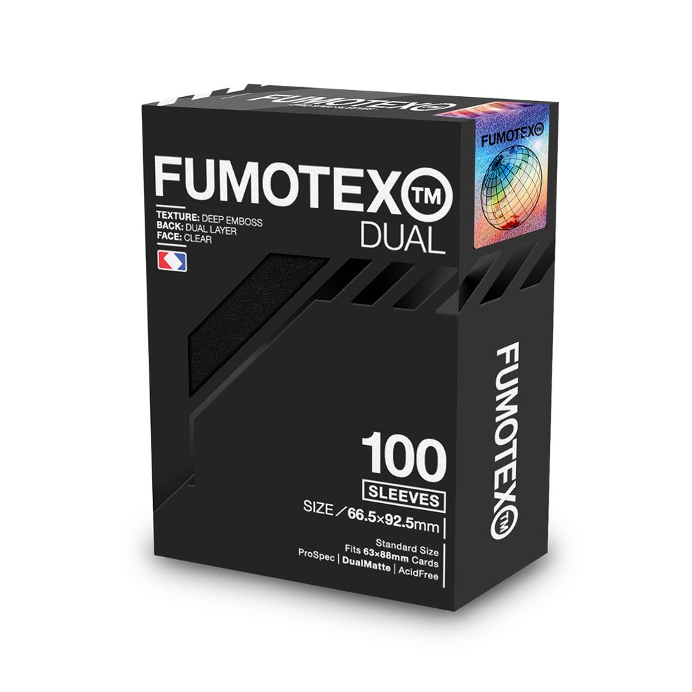 FUMOTEX DUAL SLEEVE デュアルスリーブ ブラックエボニー 100枚 66.5x92.5 エンボス マット 裏面黒 ポケカOKの画像