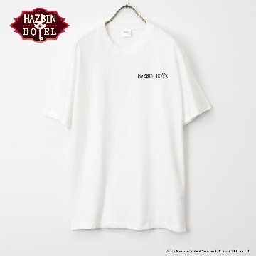ハズビンホテル  シーズン１ ロゴ半袖Tシャツ 白 裏面タイトルロゴ有りの画像