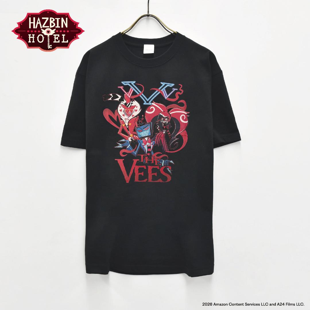 Hazbin Hotel ハズビンホテル THE VEES ヴォックス ヴァレンティノ ヴェルヴェット 半袖Tシャツ 黒の画像