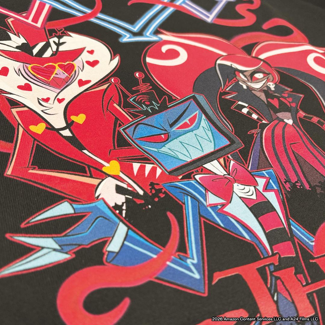 Hazbin Hotel ハズビンホテル THE VEES ヴォックス ヴァレンティノ ヴェルヴェット 半袖Tシャツ 黒の画像