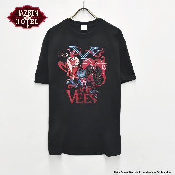 Hazbin Hotel ハズビンホテル THE VEES ヴォックス ヴァレンティノ ヴェルヴェット 半袖Tシャツ 黒の画像